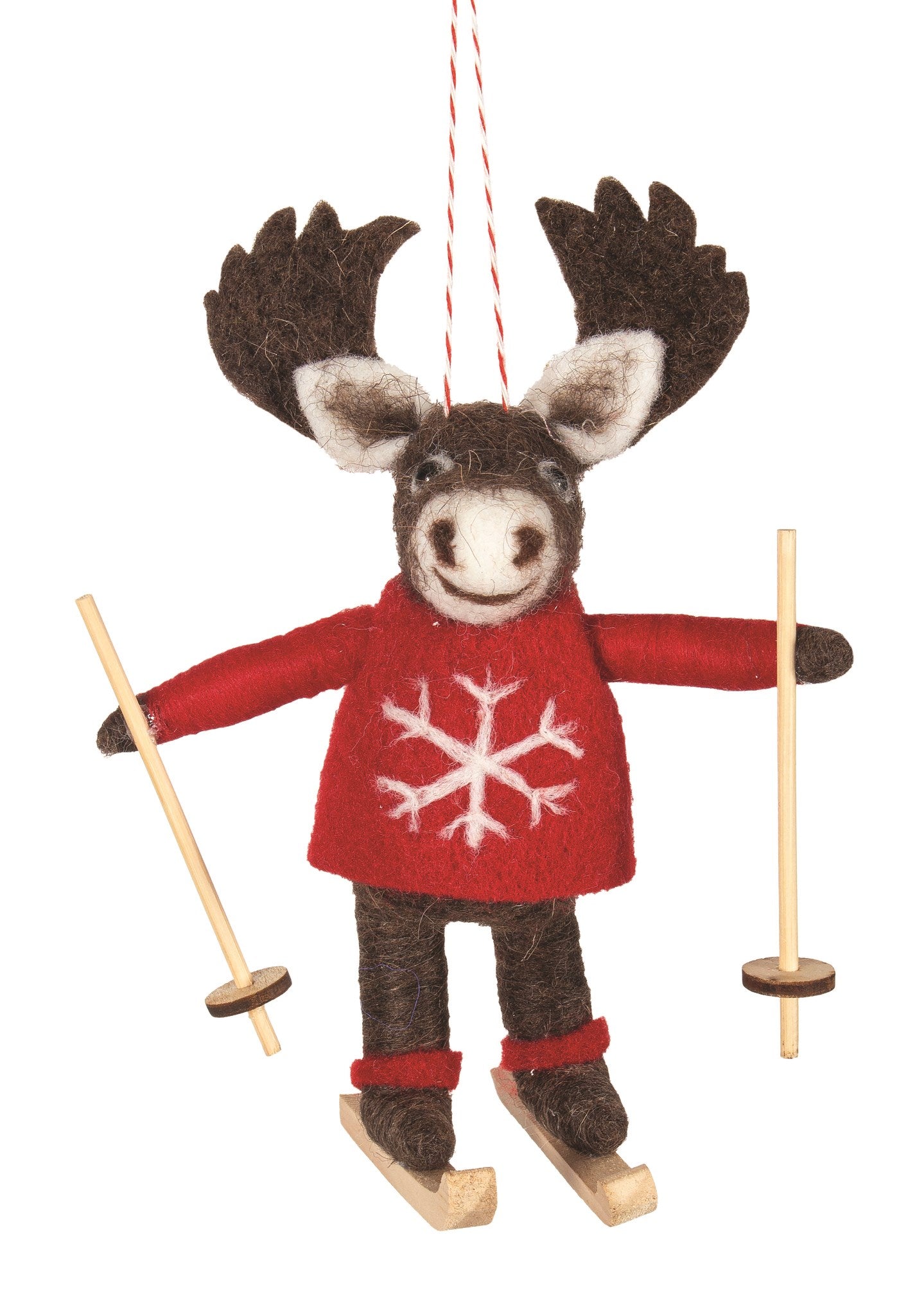 Skiing Felt Moose Ornament
