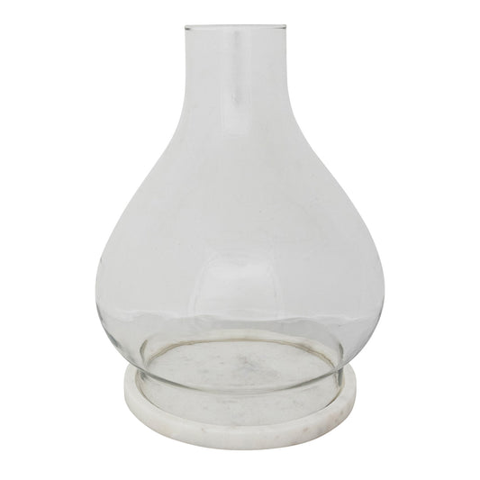 Glass Hurricane with Marble Base