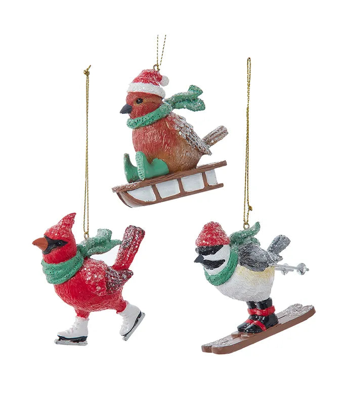 Winter Sports Bird Ornaments