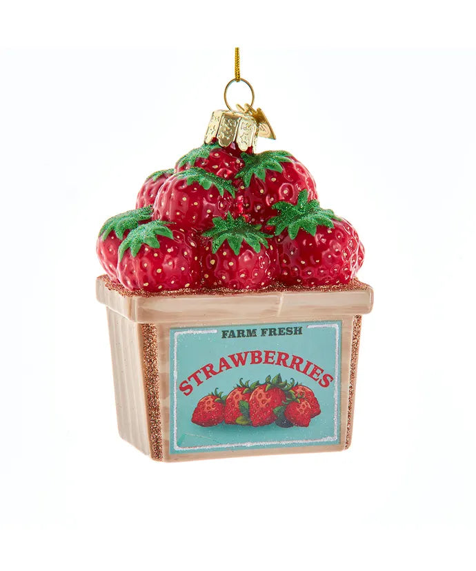 Nobel Gems Strawberry Box Glass Ornament