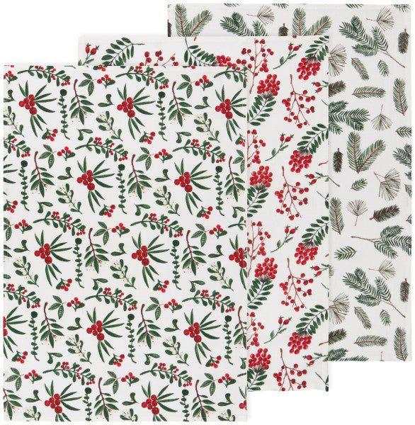 Winterberry Flour Sack Tea Towel Set