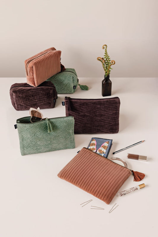Quilted Velvet Flat Pouch