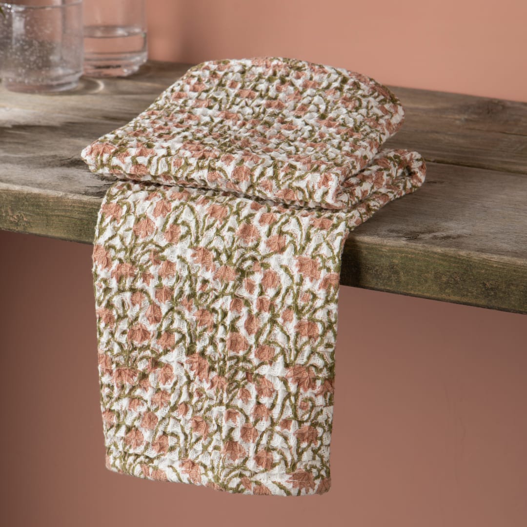 Waffle Block Print Tea Towels