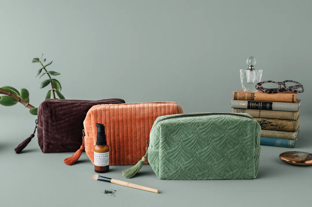 Quilted Velvet Cosmetic Bag