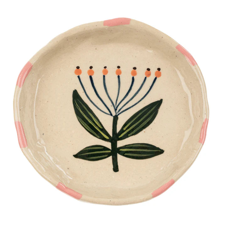 Floral Pottery Trinket Tray