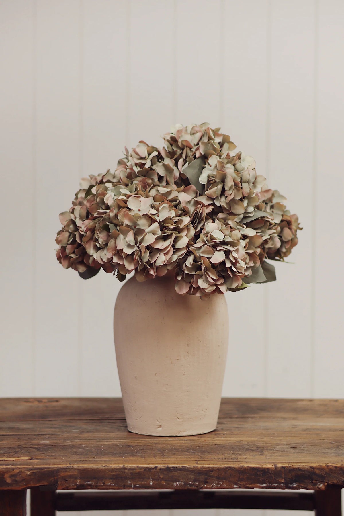 Faux Autumn Hydrangea Spray, Vintage Green