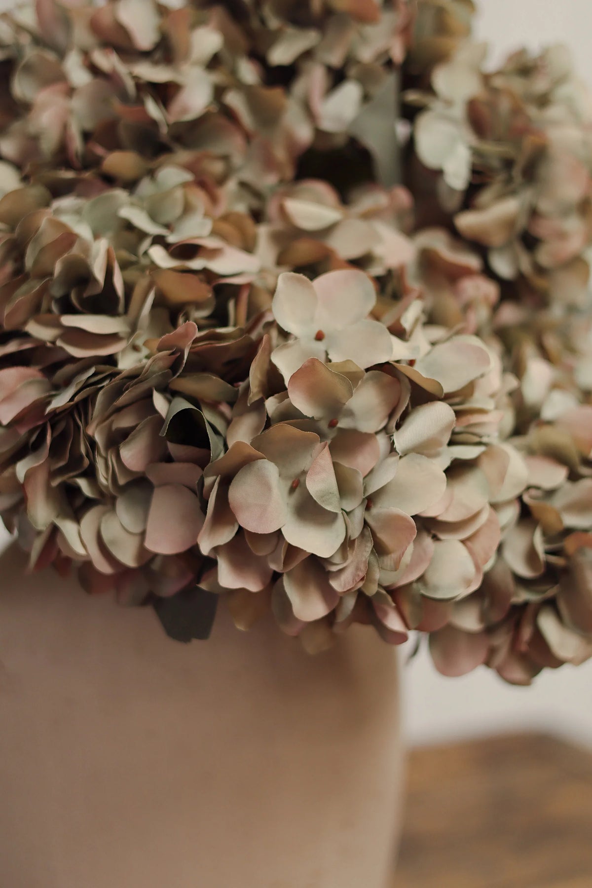 Faux Autumn Hydrangea Spray, Vintage Green