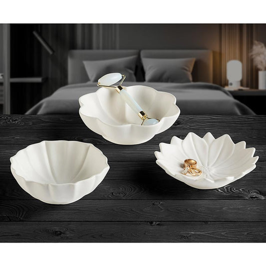White Ceramic Blossom Bowls