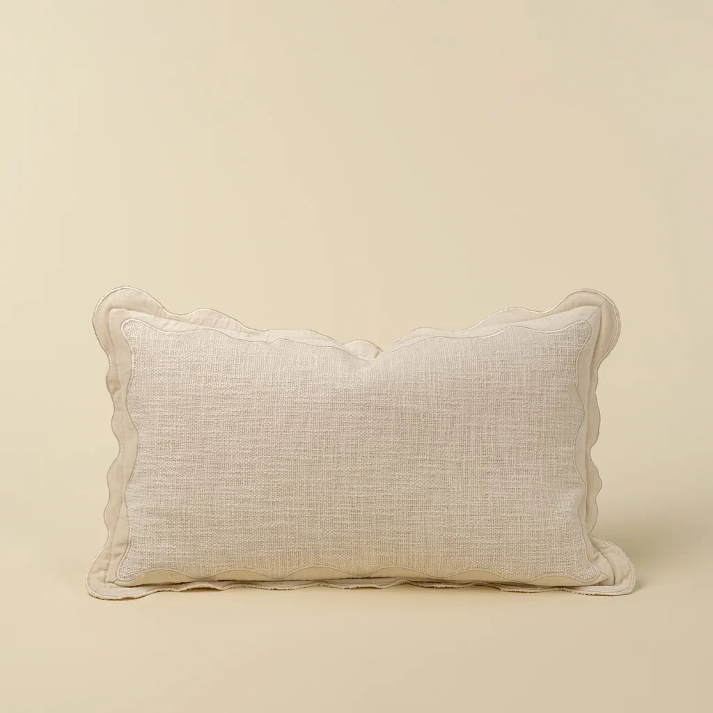 Velvet Scallop Lumbar Pillow Ivory
