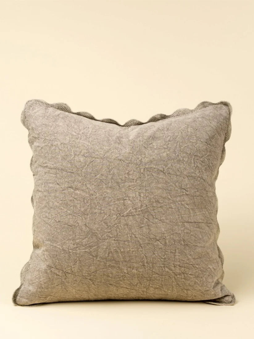 Scalloped Edge Pillow Silver Grey