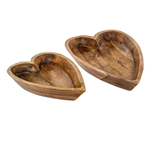 Wood Carved Heart Bowl