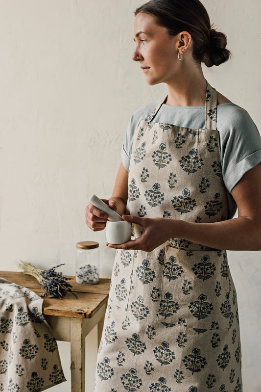 Salvia Block Print Tea Towel