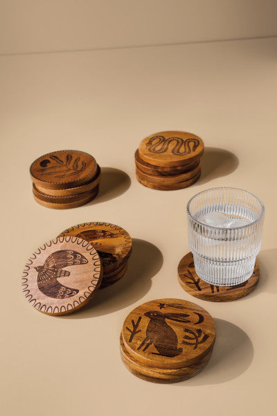 Acacia Wood Engraved Coasters