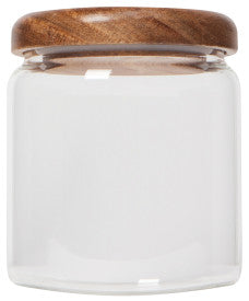 Clear Glass Acacia Wood Jars