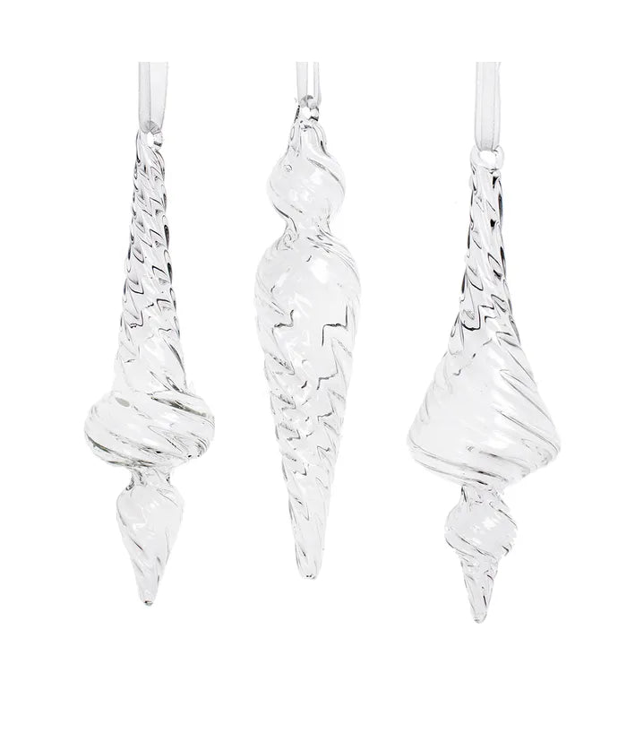 Glass Spiral Icicle Ornament