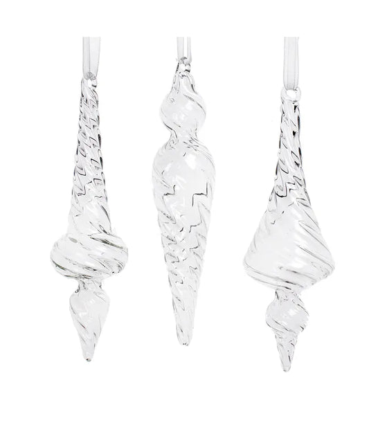 Glass Spiral Icicle Ornament