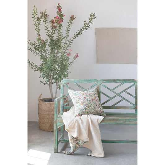 Floral Quilted Cotton Kantha Throw
