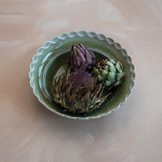 Scalloped Edge Stonewear Bowl