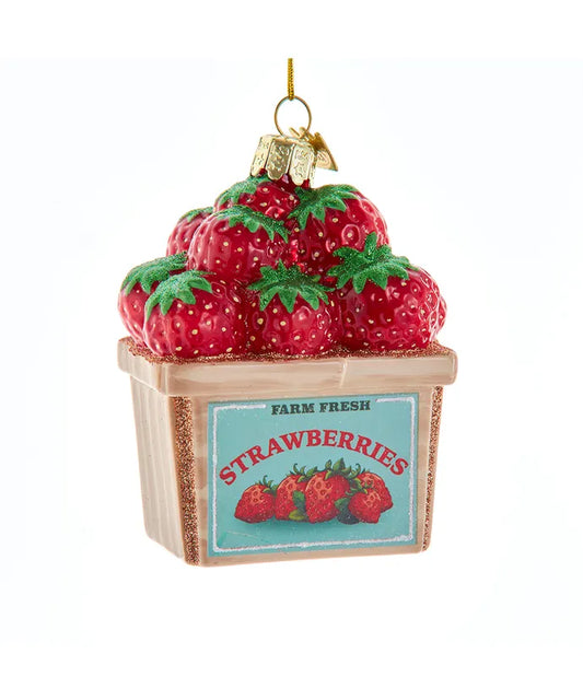 Nobel Gems Strawberry Box Glass Ornament