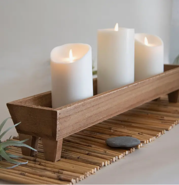 Long Wood Candle Tray